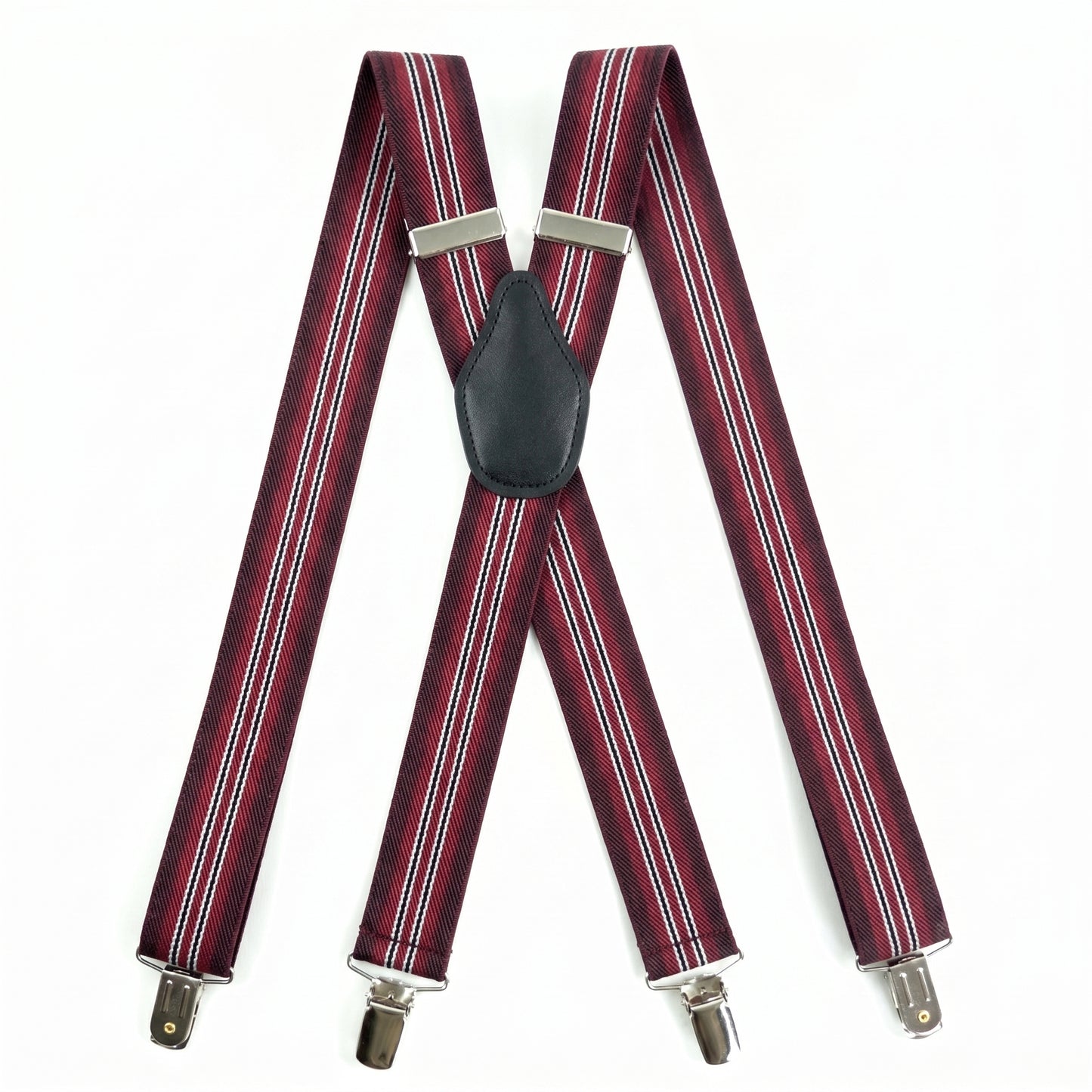 X-Back Suspenders 1¼" (Burgundy Stripes)