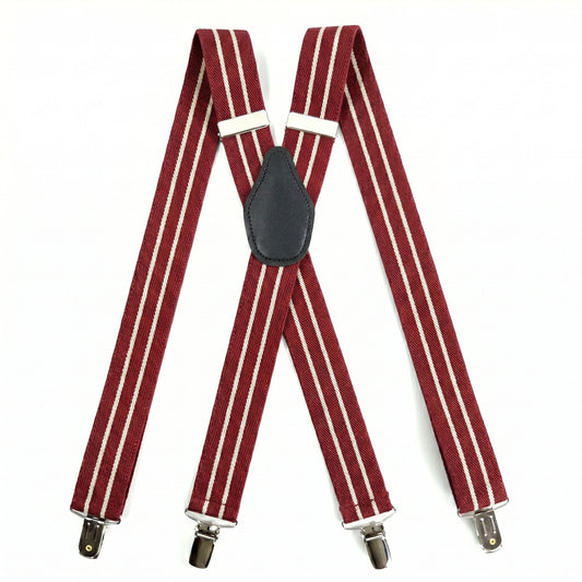 X-Back Suspenders 1¼" (Crimson Red Twin Khaki)