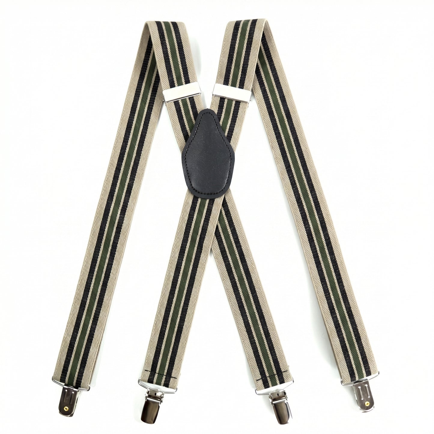 X-Back Suspenders 1¼" (Khaki Brown Khaki Green)