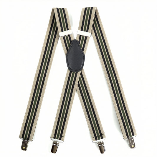 X-Back Suspenders 1¼" (Khaki Brown Khaki Green)