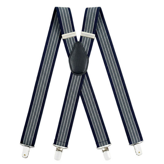 X-Back Suspenders 1¼" (Navy 4 White 3 Gray)