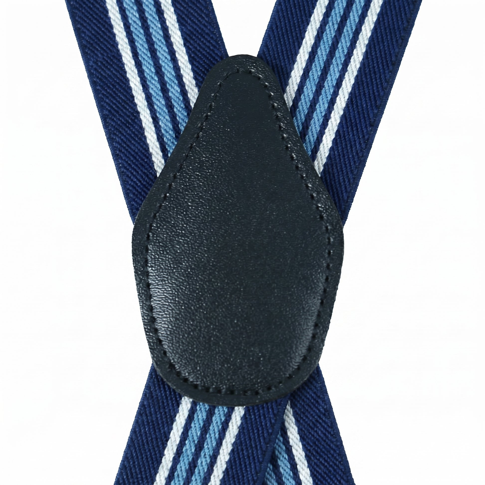 X-Back Suspenders Navy White 3 Navy 2 Blue Stripe - Back