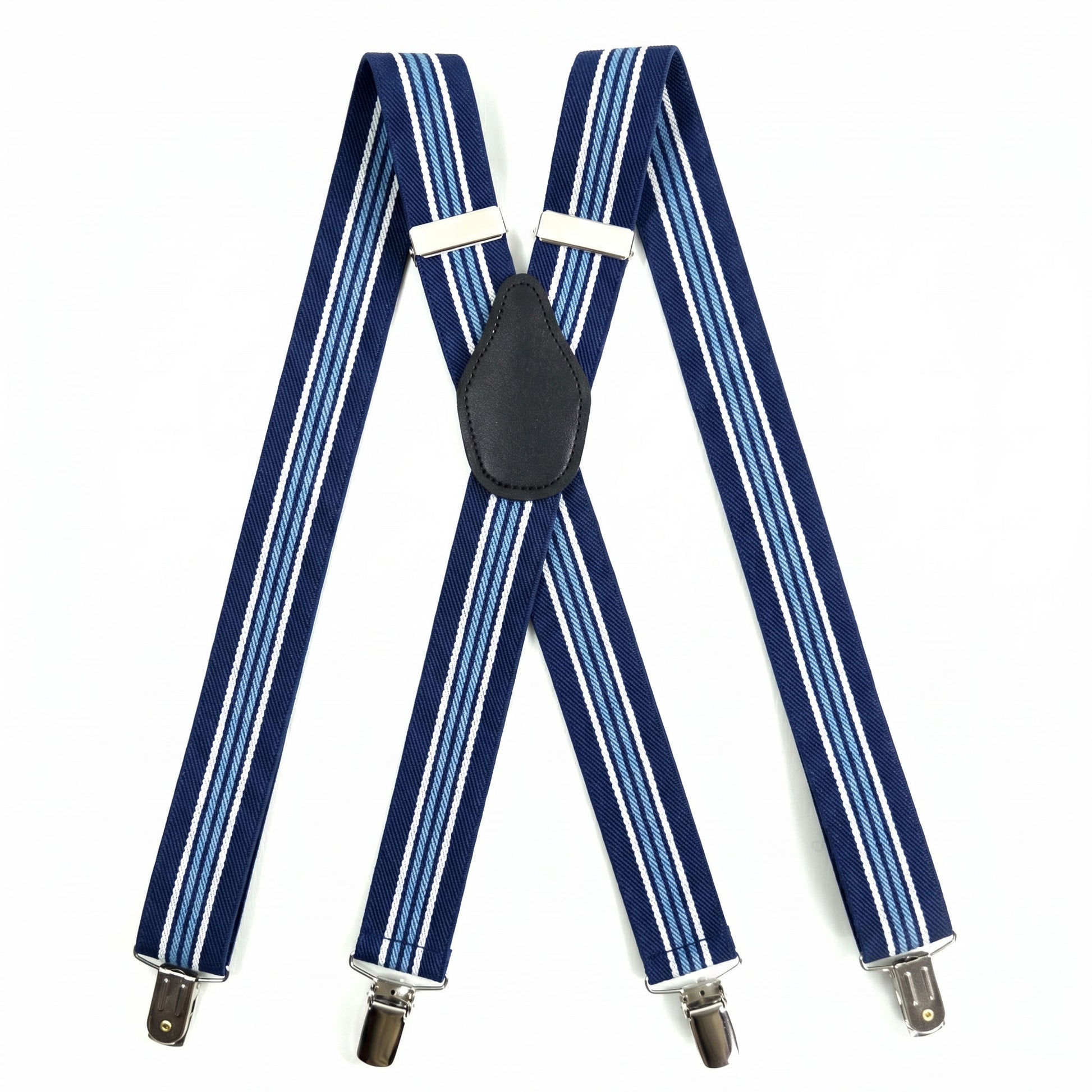 X-Back Suspenders Navy White 3 Navy 2 Blue Stripe - Main