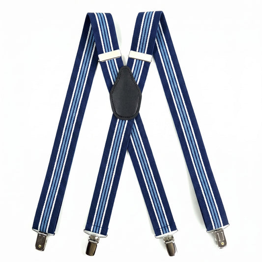 X-Back Suspenders Navy White 3 Navy 2 Blue Stripe - Main