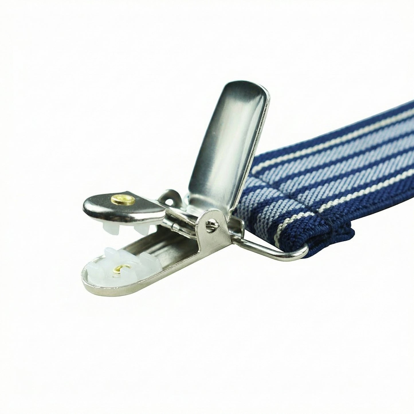 X-Back Suspenders Navy White Blue - Clip Open