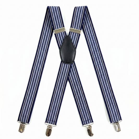 X-Back Suspenders Navy White Blue - Main