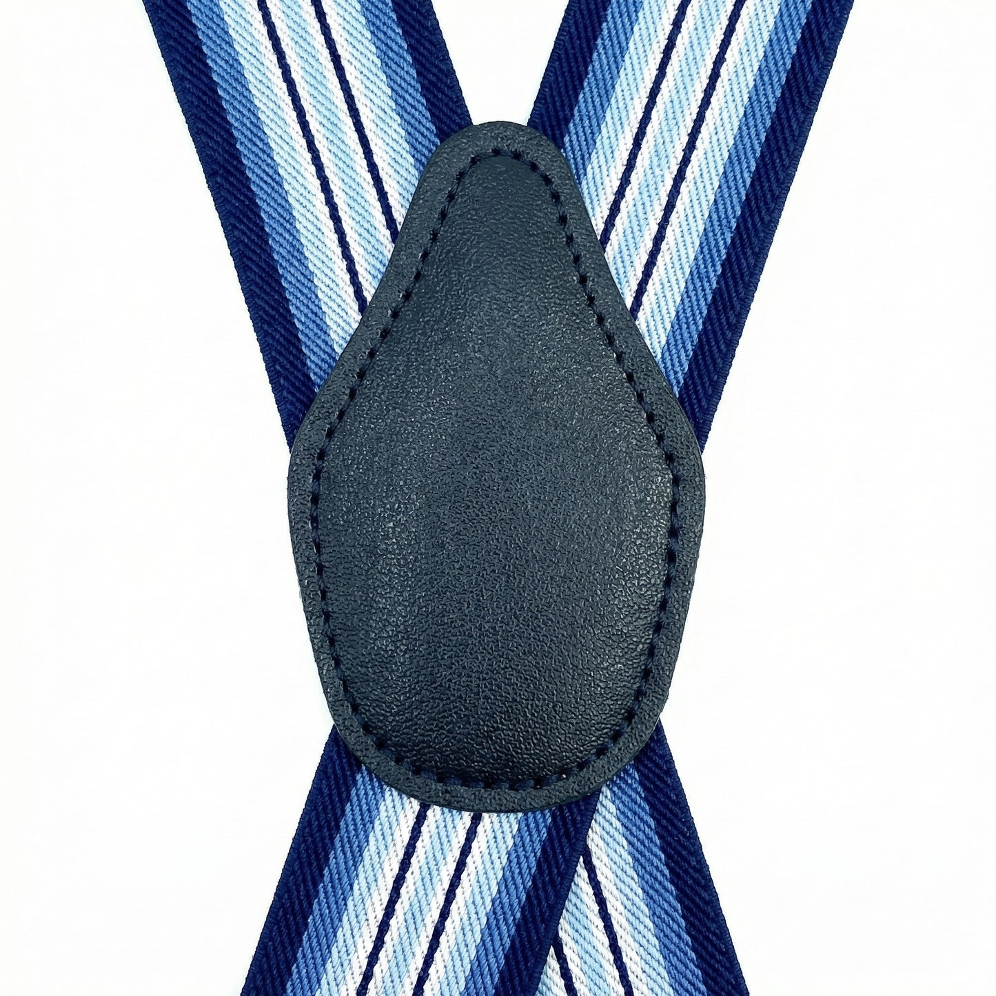 X-Back Suspenders Triple Blue Gradient Stripe - Back