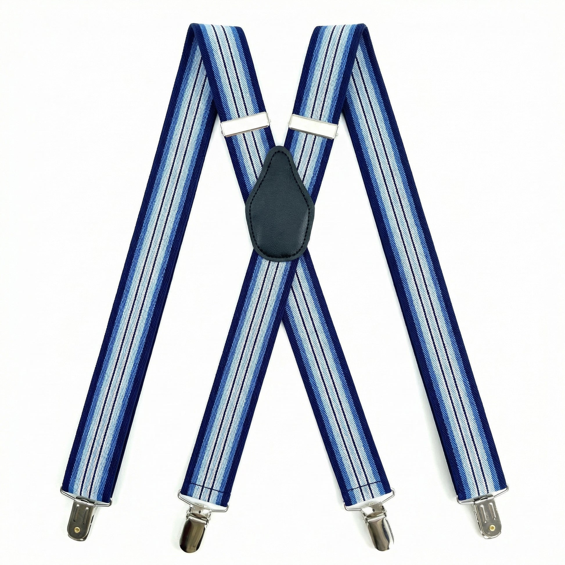X-Back Suspenders Triple Blue Gradient Stripe - Main