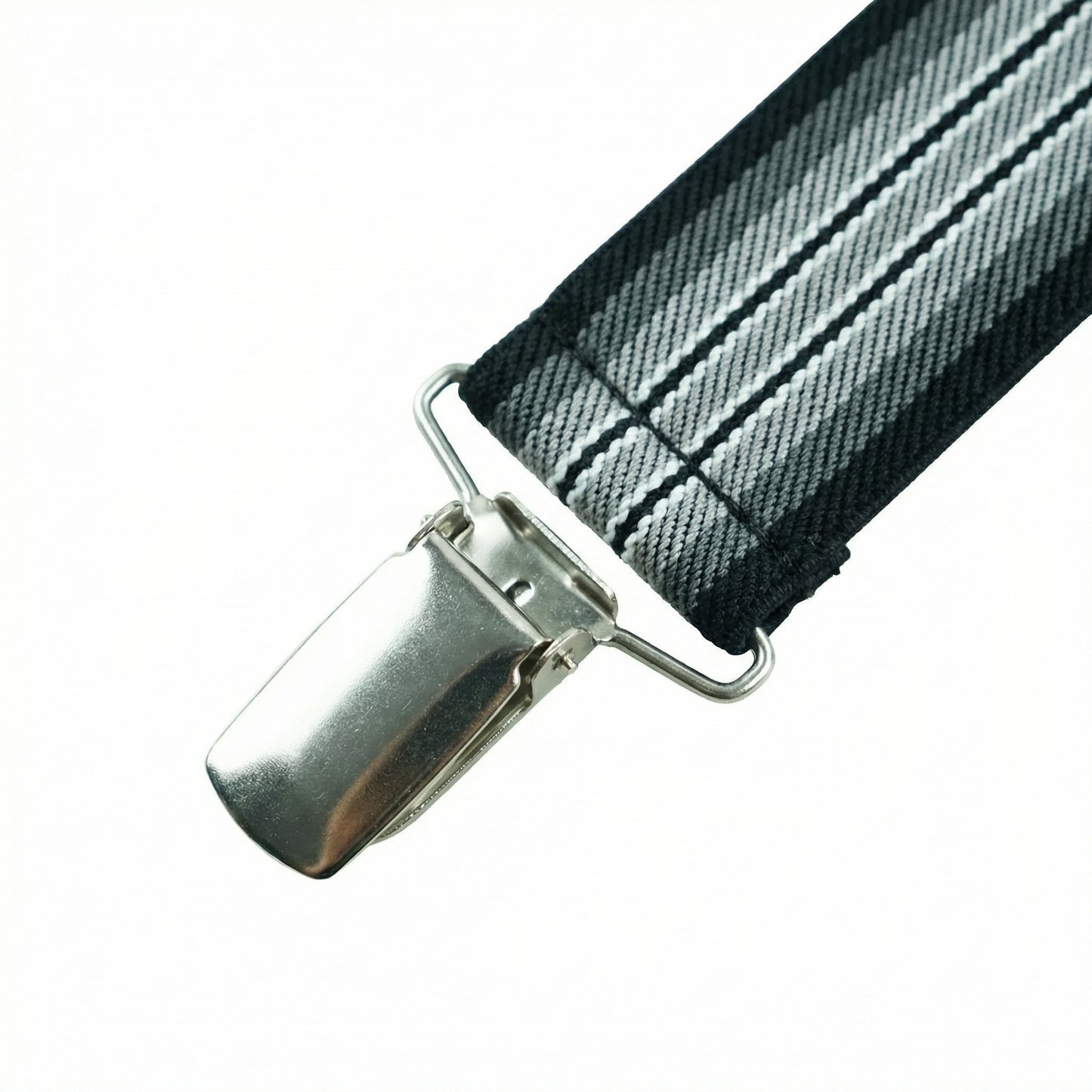 X-Back Suspenders Triple Black Gradient Stripe - Clip Closed
