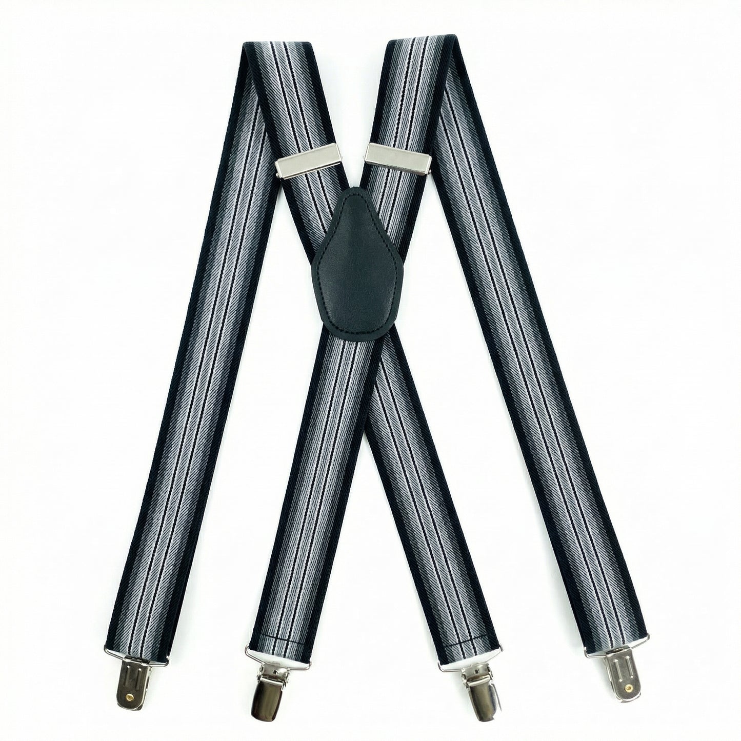 X-Back Suspenders Triple Black Gradient Stripe - Main
