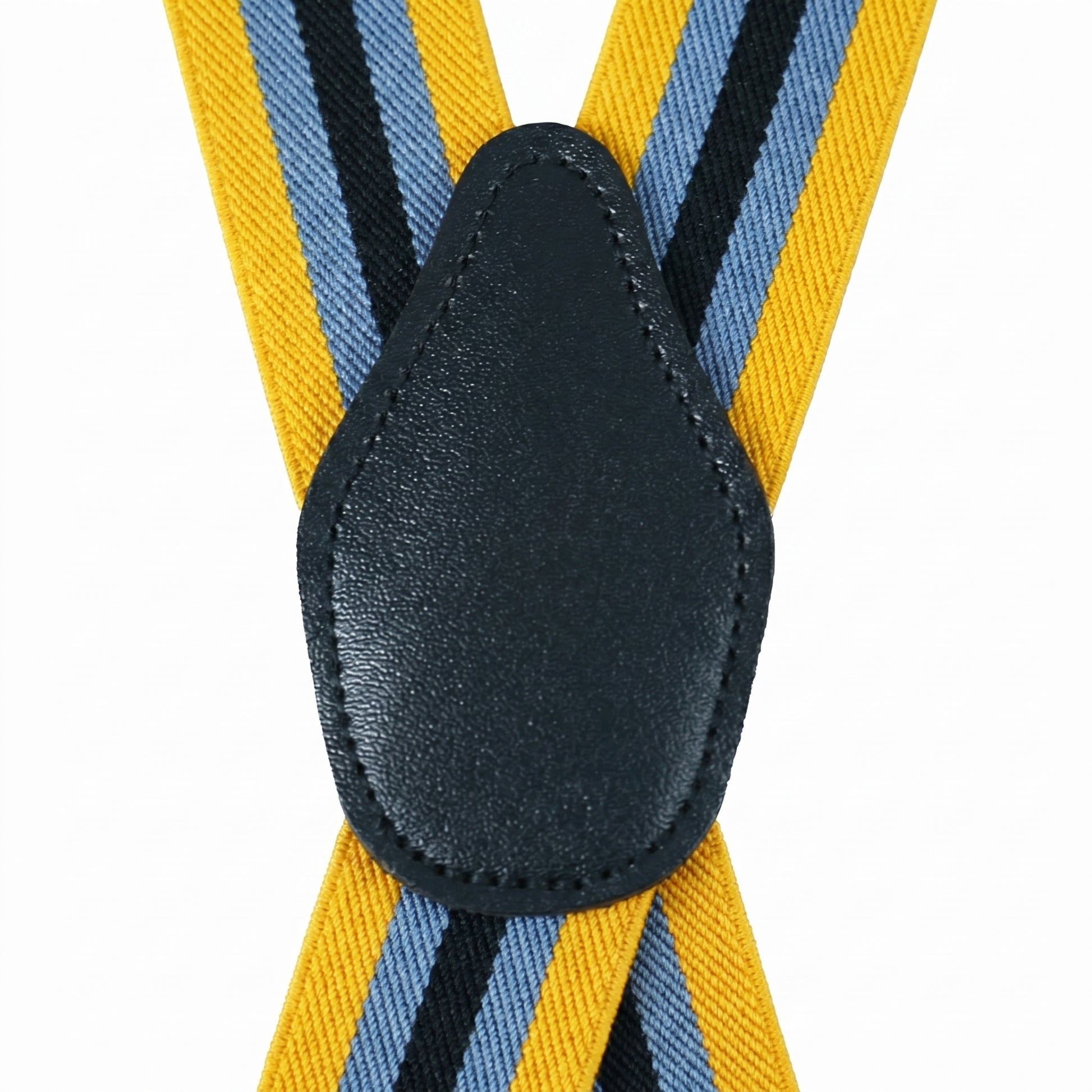X-Back Suspenders Yellow Blue Navy Stripe - Back