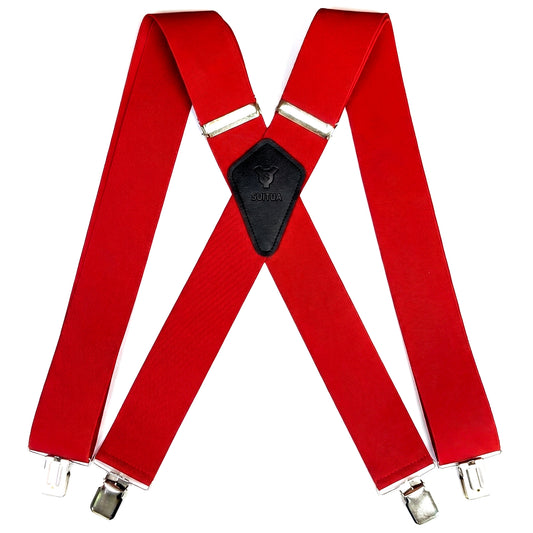 Heavy Duty X-Back Suspenders 2" (Red)